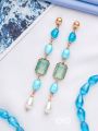 The Pastel Pops- Golden Pearl Earrings (Blue)