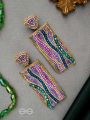 ABHIRAMA - THE BEAUTIFUL CANVAS - BEADED RECTANGLE EMBROIDERED EARRINGS ( MULTICOLOR )