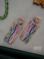 ABHIRAMA - THE BEAUTIFUL CANVAS - BEADED RECTANGLE EMBROIDERED EARRINGS ( MULTICOLOR )