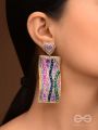 ABHIRAMA - THE BEAUTIFUL CANVAS - BEADED RECTANGLE EMBROIDERED EARRINGS ( MULTICOLOR )