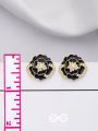 DEW DROPPED PEONIES - GOLDEN ENAMELLED STUDS (BLACK)