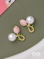 BUDDING PEARLS - PINK AND GODEN STUDS