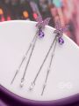 A PURPLE MIRACLE - SILVER PEARL EAR JACKETS