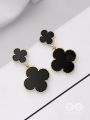 GOOD LUCK CHARM - GOLDEN & BLACK DROP EARRINGS