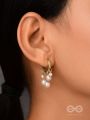 SWIRLS 'N TWIRLS - GOLDEN PEARLS DROP EARRINGS