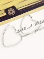 Love Me Like I do - Trendy Heart Hoops- Silver