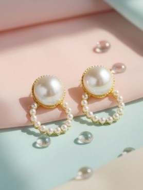 The Pearls of Beauty - Golden Statement Stud Earrings