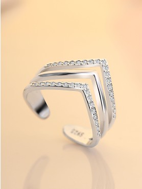 Leslie's Layered CZ Adjustable Ring (Silverette)