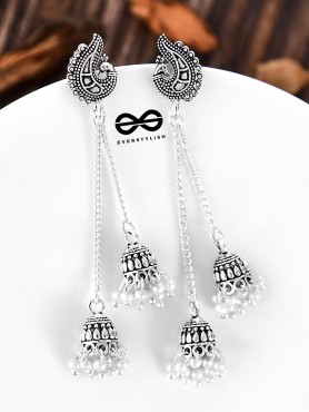 The Vintage Peacock Double Hanging Pearl Jhumkis