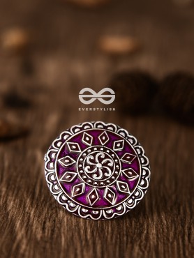 The Intricate Meenakari Adjustable Ring (Pink) - Embellished Oxidised Collection