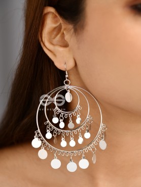 The Playful Delight - Elegant Circular Danglers (Silver)