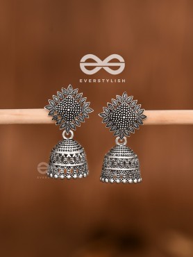 The Little Fern Jhumkis - Oxidised Boho Earrings