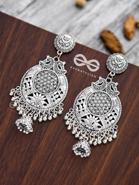 The Vintage Artsy Layered Jhumkis - Oxidised Boho Earrings