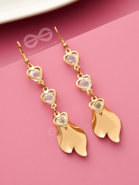 Hearts and Petals - Golden Crystal Danglers