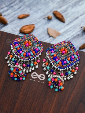 A Sensational Statement - Embroidered Oxidised Jhumkas