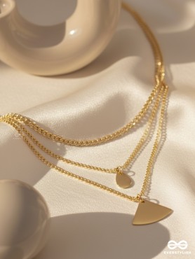 The Elegant Curves  - Golden Triple Layered Statement Neckpiece