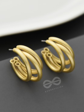 The Elegant Turns - Matte Finished Golden Hoops