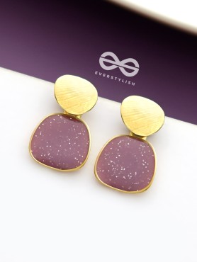 The Classy  Shimmer - Statement Golden Earrings (Burgundy)