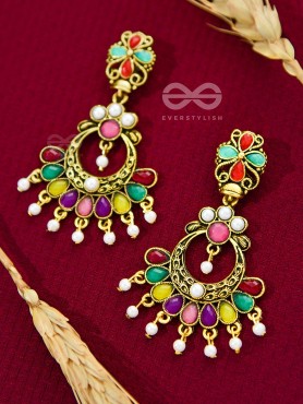 The Embellished Glamour - Golden Statement Earrings