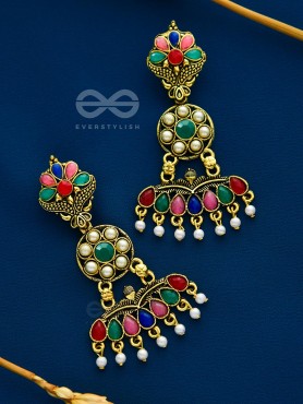 The Embellished Ecstasy - Golden Statement Earrings