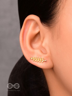 Nature on my Ears - Golden Leaf Stud Earrings