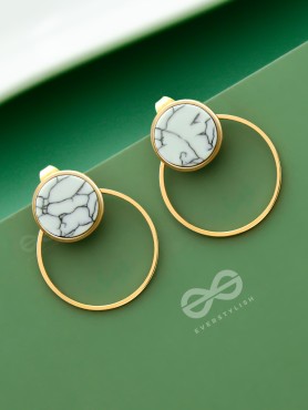 A Marbellous Geometry - Golden Statement Stud Earrings