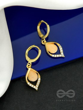Twinkling Teardrops- Rhinestones Studded Golden Earrings