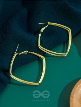 Fair n Square- Elegant Golden Hoops