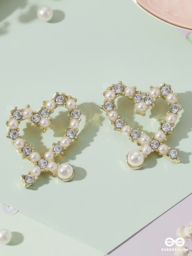 Little Hearts- Golden Beads Earrings