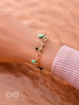 The Lush Lane- Green Stones Studded Golden Bracelet
