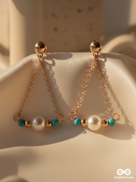 The Garden Swing- Golden Pearl and Bead Earrings