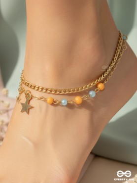 The Lucky Stars-  Golden Beads Layered Anklet