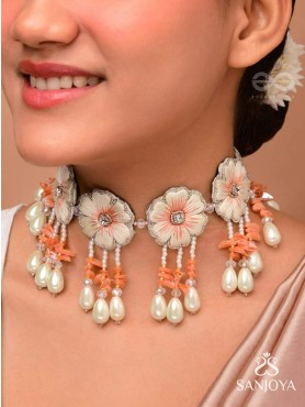 Vinirmita- The Beautiful Garden- Resham, Pearls and Stones Embroidered Choker Necklace