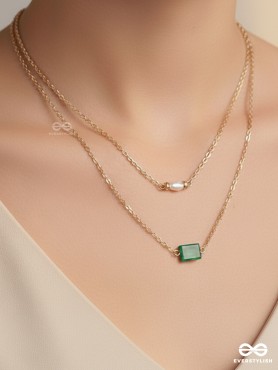 The Jade Shadow- Golden Layered Necklace With Anti-Tarnish Coating 