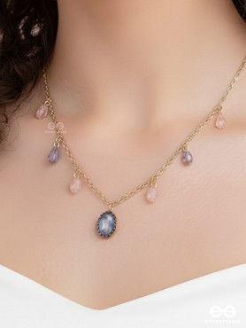 The Crystal Hail- Golden Embellished Necklace With Anti-Tarnish Coating