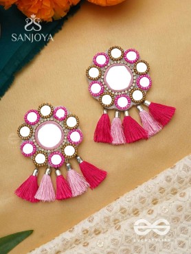 Khavari- The Dewdrops- Mirror and Resham Embroidered Earrings