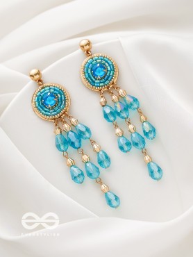 The Elixir Rain- Golden Embellished Earrings