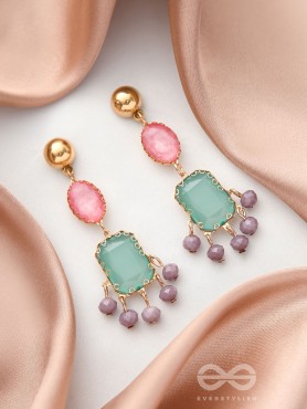 The Smoked Mirror- Golden Embellished Earrings