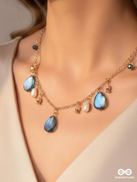 The Jade Oysters- Golden Embellished Necklace With Anti-Tarnish Coating 