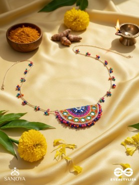 Aatapya - The Bright Sunshine - Mirrors, Resham And Beads Hand Embroidered Neckpiece