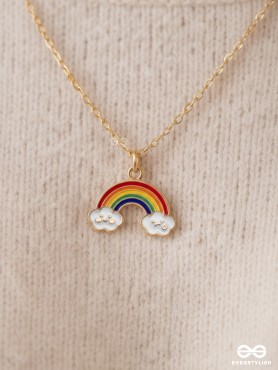 The Rainbow Colors- Golden Embellished Necklace With Anti-Tarnish Coating