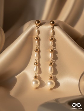 The Pearlescent Drops - Golden Pearls Earrings