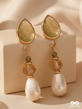 The Misty Leaf- Golden Embellished Earrings