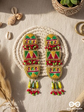 Udyaanaka - The Graceful Garden - Beads, Sequins And Resham Hand Embroidered Earrings