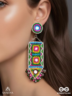 Shalya - The Adorned Arrow - Mirrors, Beads And Resham Hand Embroidered Earrings