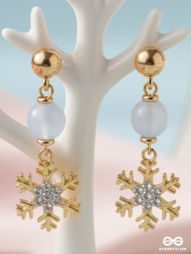 The Gilted Snowflake- Golden Embellished Earrings