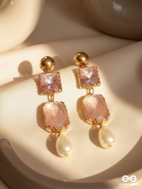 The Lady's Slipper Orchid- Golden Pearl Earrings