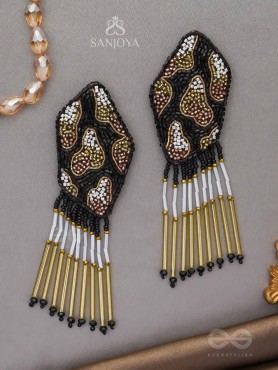 Dhyama - The Black Beauty - Cutdana And Beads Hand Embroidered Earrings