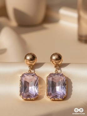 The Purple Haze- Golden Embellished Earrings