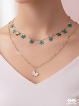 The Mystic Flutters - Golden Layered Necklace With Anti-Tarnish Coating
